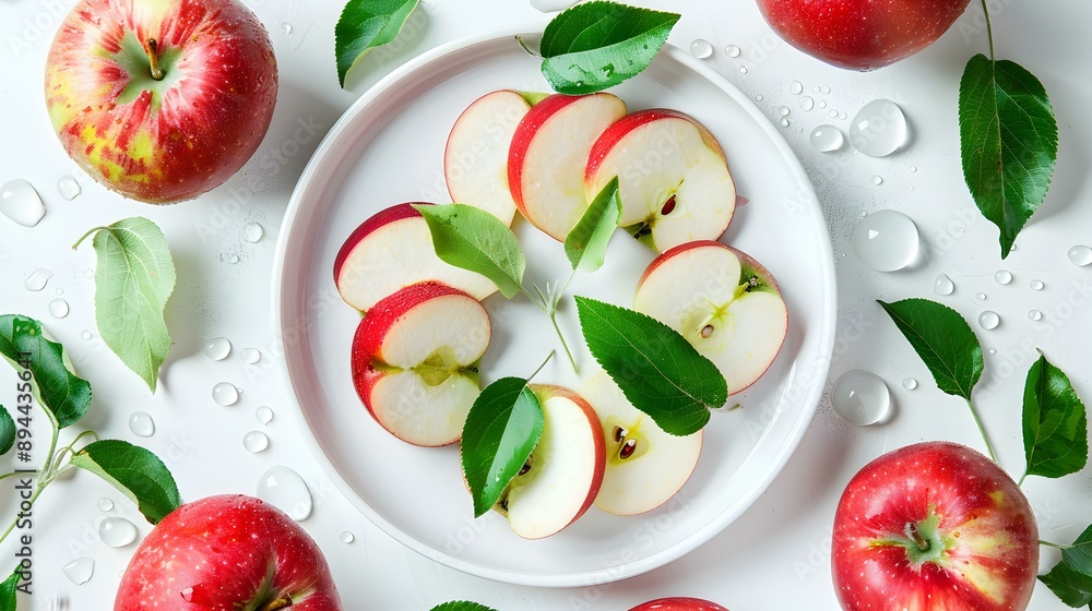 Naklejka premium Apples neatly sliced and laid out