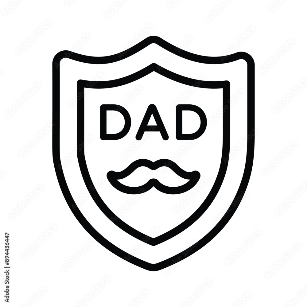 Fathers day shield icon design in editable style