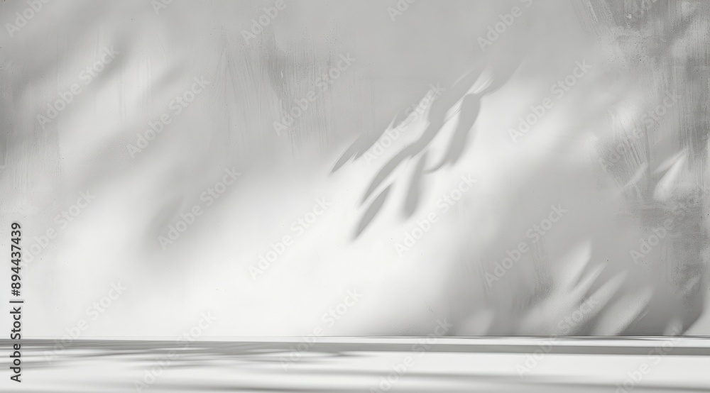 Abstract Leaf Shadows on Minimalist Wall Abstract Leaf Shadows on Minimalist Wall