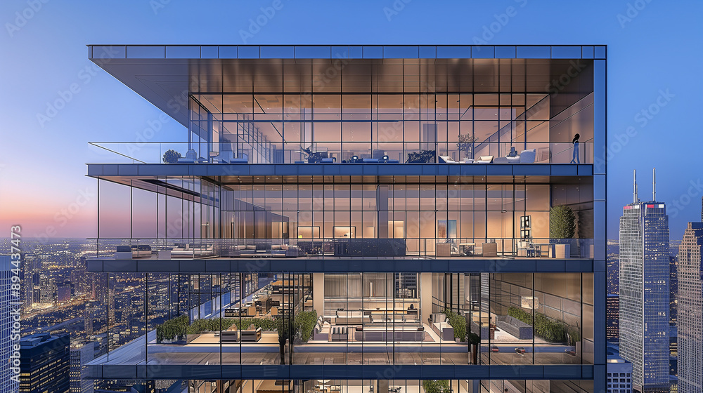 Modern Glass Skyscraper with Luxury Apartments.. Modern Glass Skyscraper with Luxury Apartments..