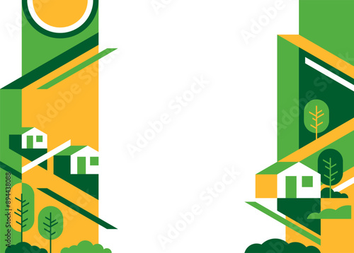 Decoration for Sustainable Agriculture geometric layout, left and right