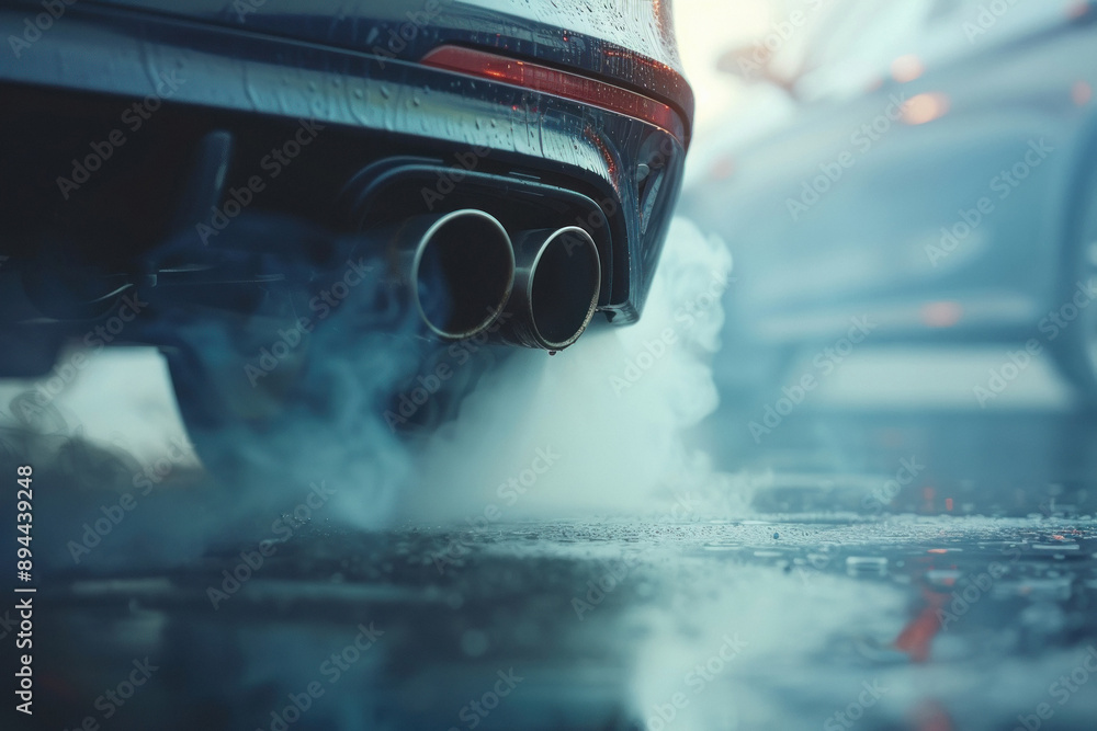 Car exhaust pipe emitting polluting fumes Car exhaust pipe emitting polluting fumes