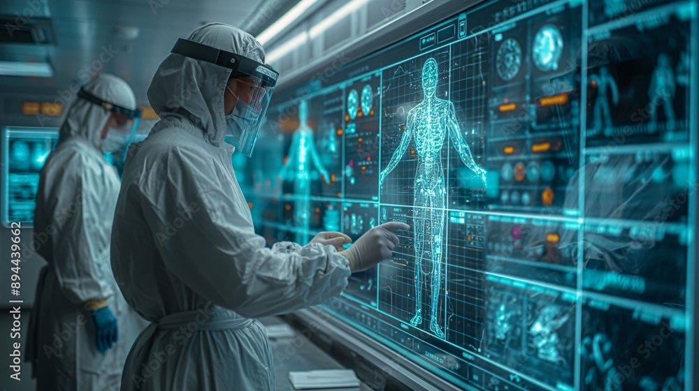 Futuristic Medical Laboratory with Holographic Diagnostics Futuristic Medical Laboratory with Holographic Diagnostics