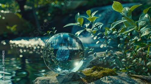 Wallpaper Mural Glass globe in the in nature. Protecting the earth's water resources, environmental protection concept. Sustainable development goals (SDGs) concept
 Torontodigital.ca
