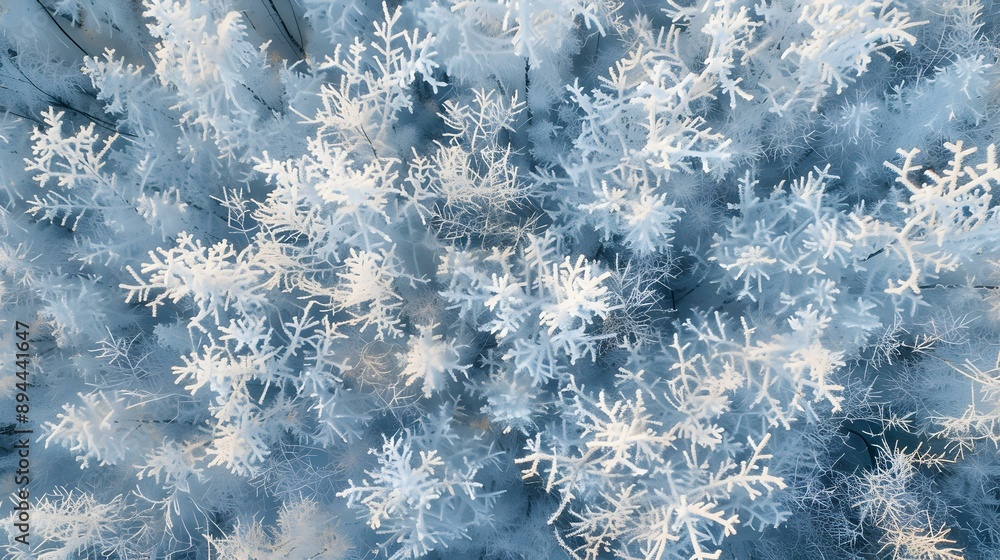 Fototapeta premium Frost covers the branches of trees and bushes picture