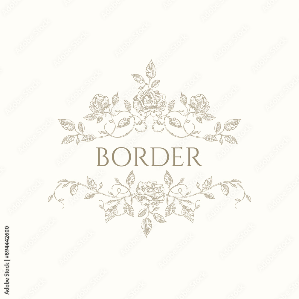 Frame of roses. Title border. Decorative element. Frame of roses. Title border. Decorative element.