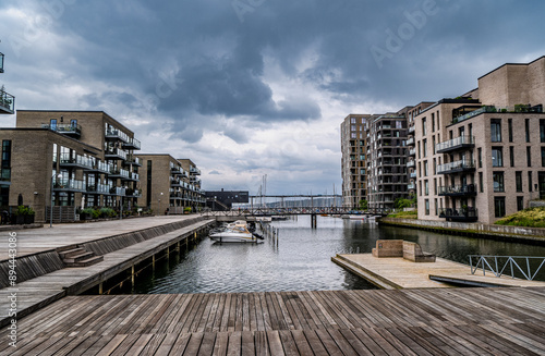 Marina harbor in the city of Vejle in Denmark