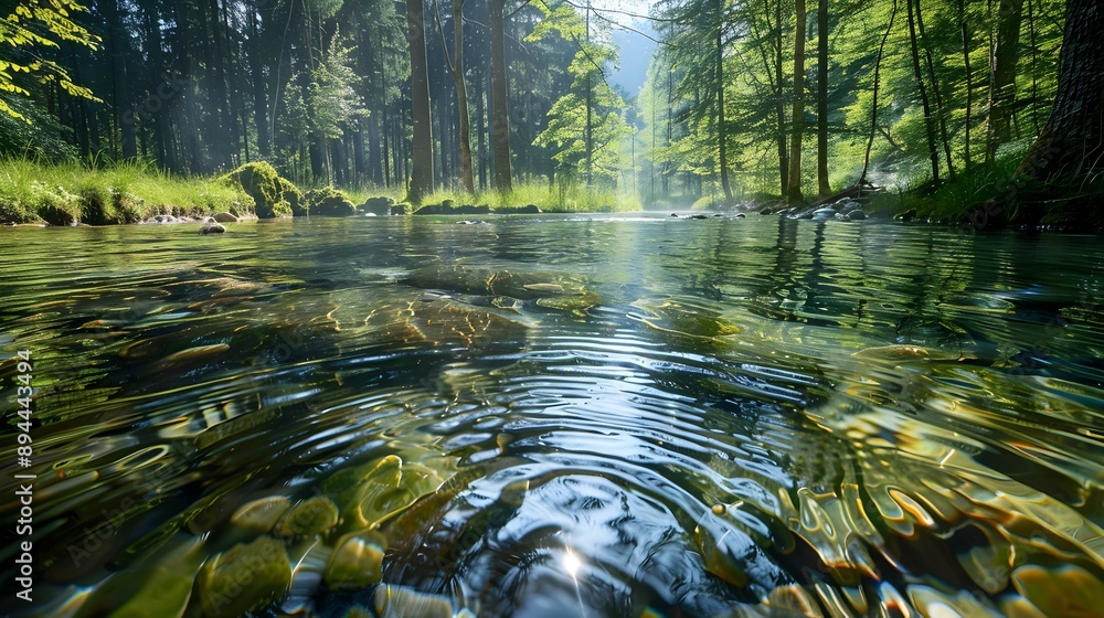 A forest river with clear water picture A forest river with clear water picture