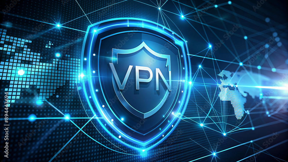 Virtual Private Network (VPN) Symbol with a Futuristic Design, Ideal for Digital Security and Network Privacy Illustrations Virtual Private Network (VPN) Symbol with a Futuristic Design, Ideal for Digital Security and Network Privacy Illustrations