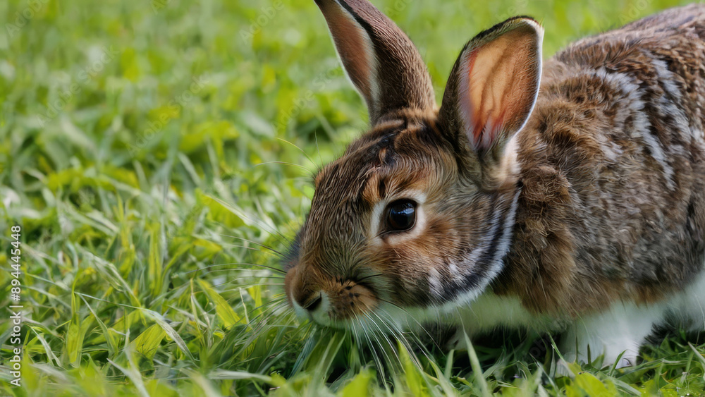 Close-up of a Rabbit on Green Grass. Close-up of a Rabbit on Green Grass.