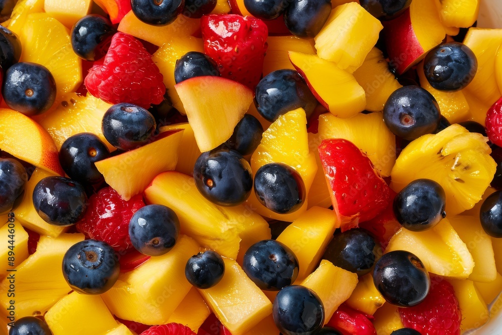 Fresh fruit salad in bowl - healthy mix of fruits in dish for summer snack and diet. Beautiful simple AI generated image in 4K, unique. Fresh fruit salad in bowl - healthy mix of fruits in dish for summer snack and diet. Beautiful simple AI generated image in 4K, unique.