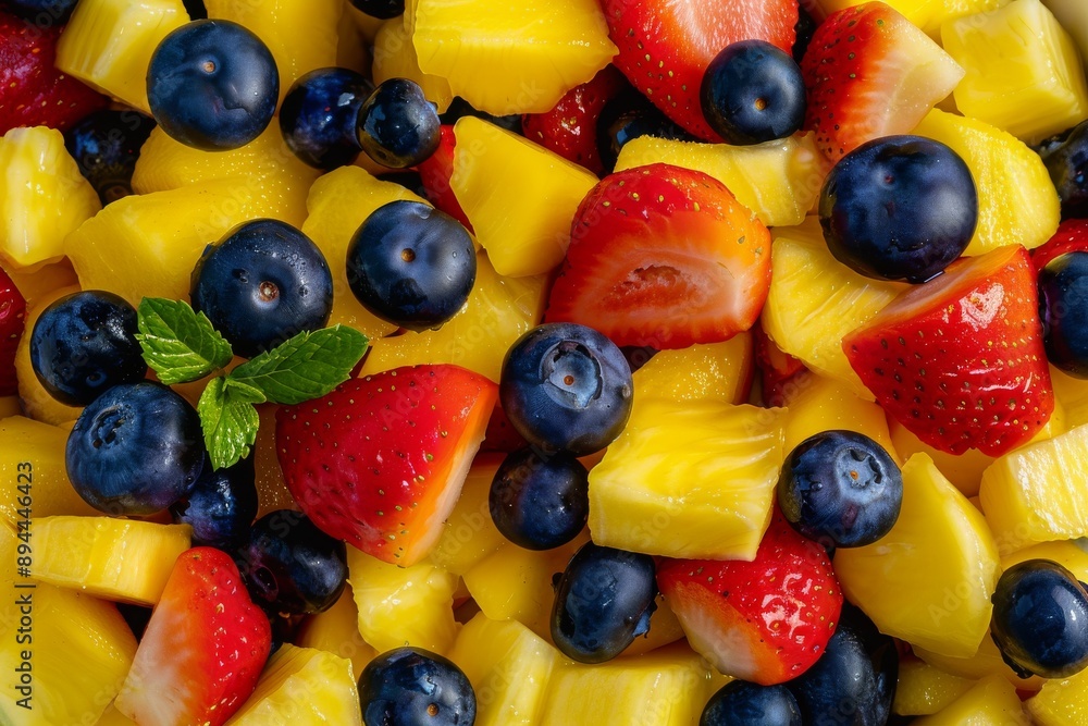 Close-up of a colorful fruit salad in a bowl, featuring a variety of fresh fruits and berries. Beautiful simple AI generated image in 4K, unique. Close-up of a colorful fruit salad in a bowl, featuring a variety of fresh fruits and berries. Beautiful simple AI generated image in 4K, unique.