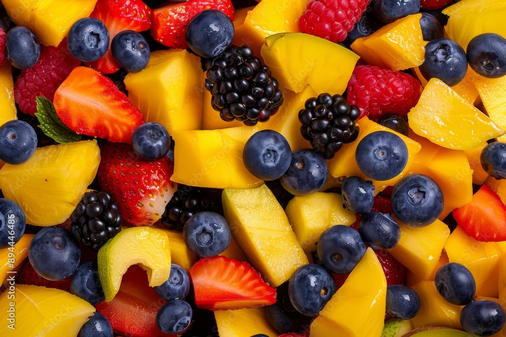 Fresh fruit salad with melon and berries - healthy and delicious snack option for satisfying hunger. Beautiful simple AI generated image in 4K, unique. Fresh fruit salad with melon and berries - healthy and delicious snack option for satisfying hunger. Beautiful simple AI generated image in 4K, unique.
