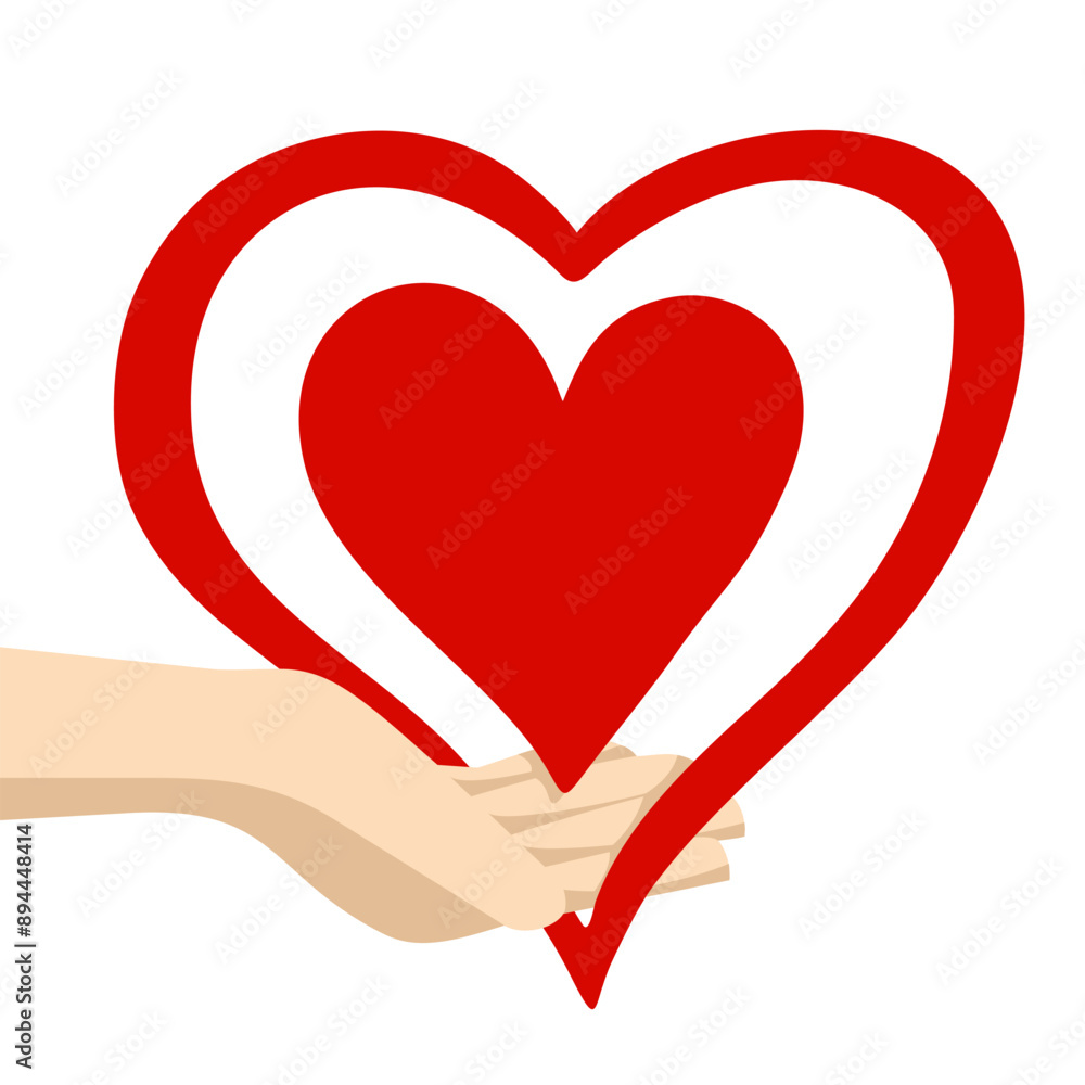 Hand holding heart shape - Flat simple illustration Hand holding heart shape - Flat simple illustration