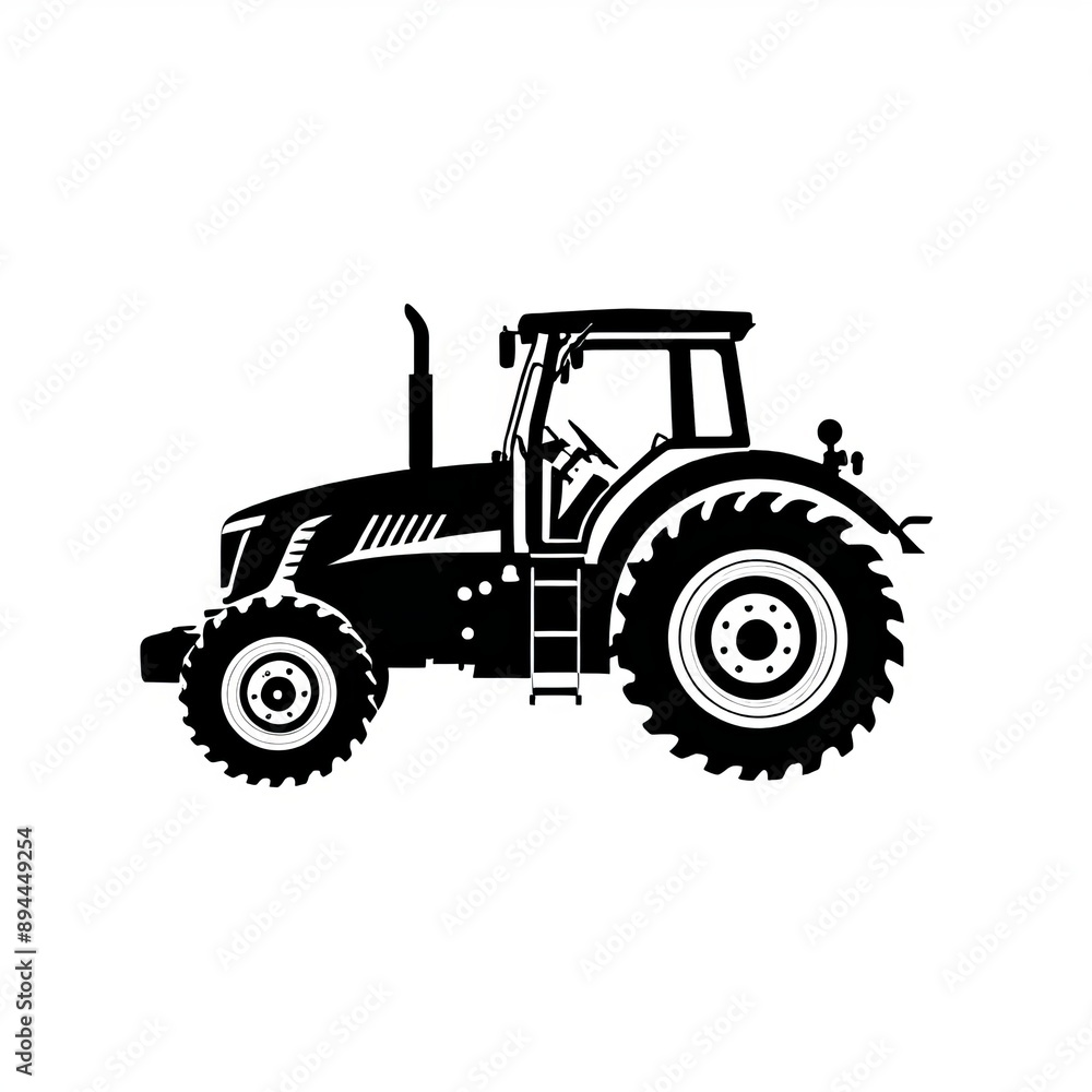 Black and White Illustration of Farming Vehicle Black and White Illustration of Farming Vehicle