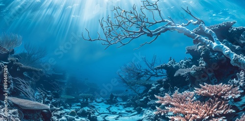 Fototapeta Naklejka Na Ścianę i Meble -  Australia's Great Barrier Reef shows bleaching and dead coral