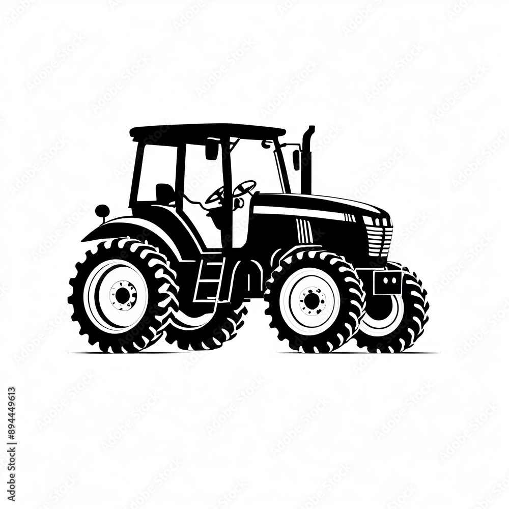 Agricultural Tractor Design in Black and White Agricultural Tractor Design in Black and White