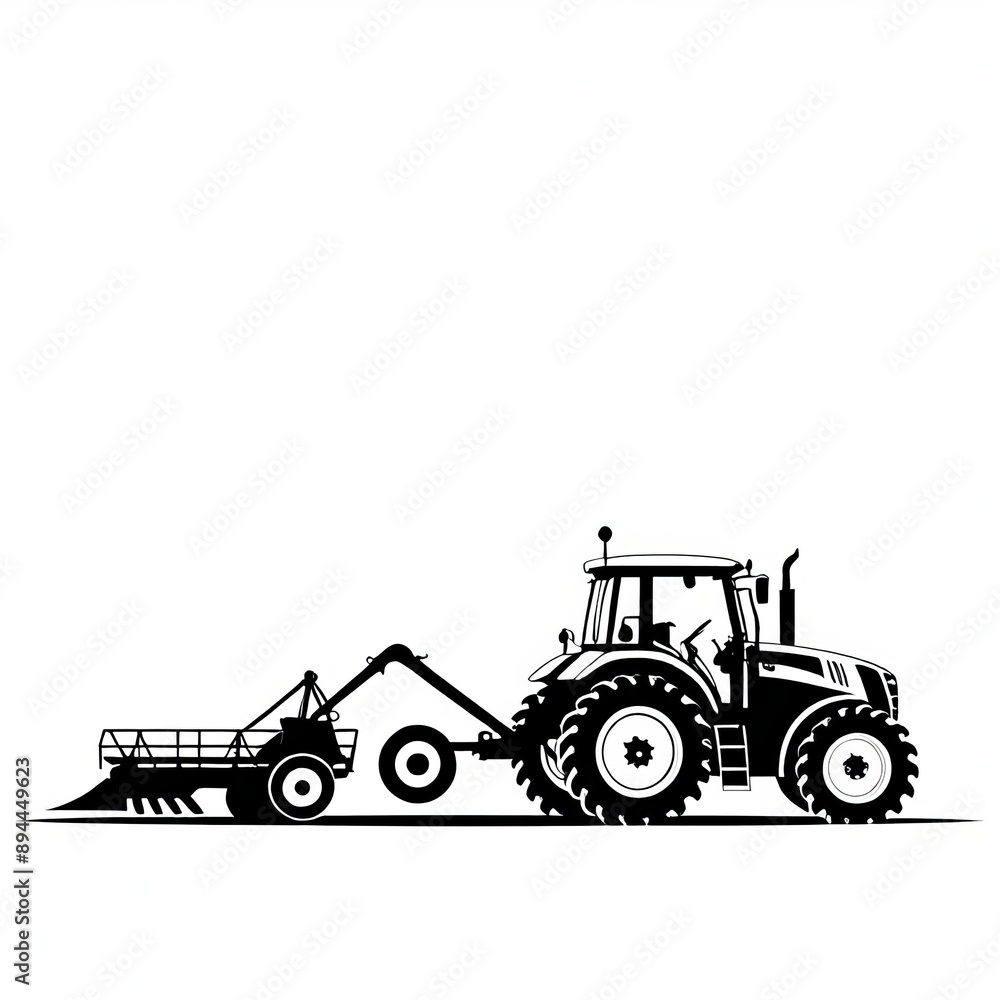 Isolated Silhouette of Farming Tractor Isolated Silhouette of Farming Tractor