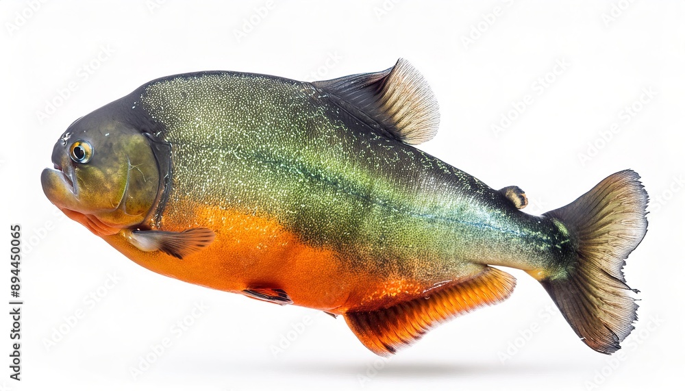 red belly piranha - Pygocentrus nattereri - native to South America, found in the Amazon, known for mass feeding frenzies consuming entire large animals in minutes. isolated on white background red belly piranha - Pygocentrus nattereri - native to South America, found in the Amazon, known for mass feeding frenzies consuming entire large animals in minutes. isolated on white background