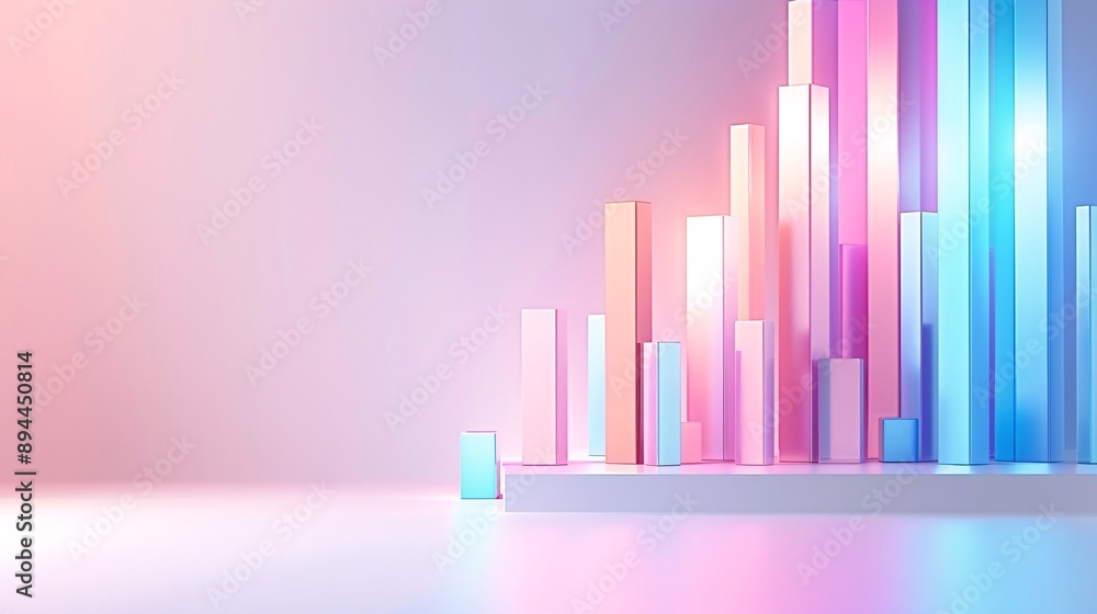 Fototapeta premium Soft pastel gradient background with effective SEO graphs, representing successful campaigns