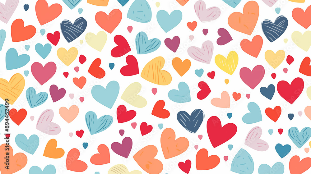 Seamless pattern with flying hearts in different colors Seamless pattern with flying hearts in different colors