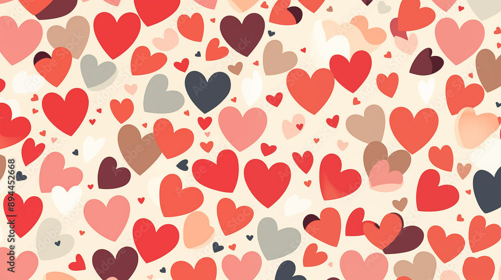 Fototapeta premium Seamless pattern with flying hearts in different colors