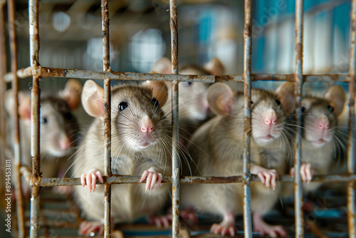 Rats caught in old cage photo