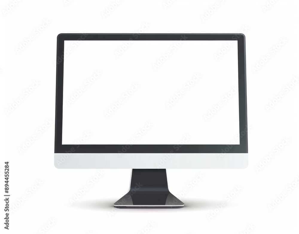 A computer monitor is turned off and has a white background. The screen is empty and there is no content on it A computer monitor is turned off and has a white background. The screen is empty and there is no content on it