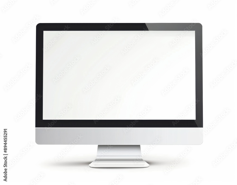 A computer monitor with a black frame and a white background. The screen is empty and there is no content on it A computer monitor with a black frame and a white background. The screen is empty and there is no content on it