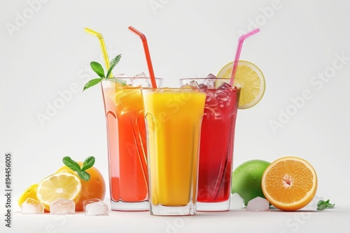 Fresh juice drinks isolated on white background.