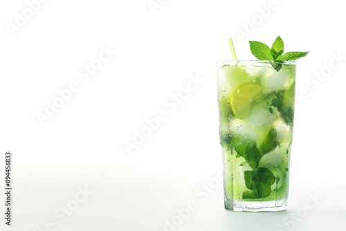 Fresh mojito on white background.