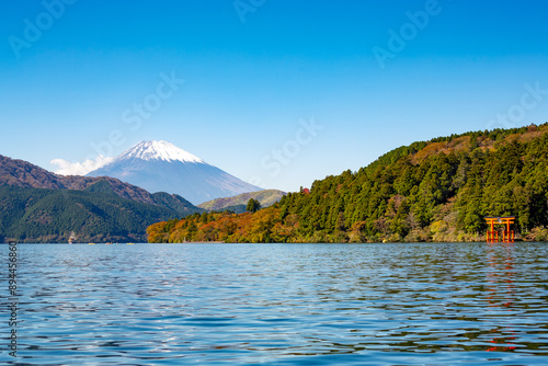 Mount Fuji, Japan. Lake Ashi view in Hakone	