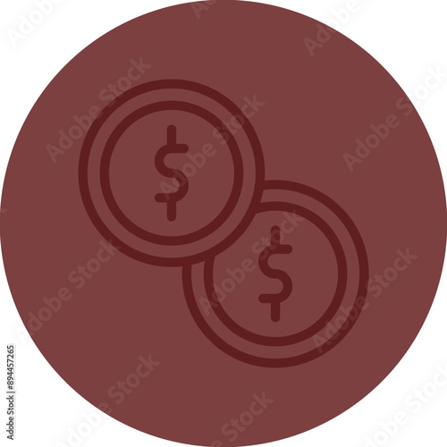 Coin Vector Line Maroon Circle Maroon