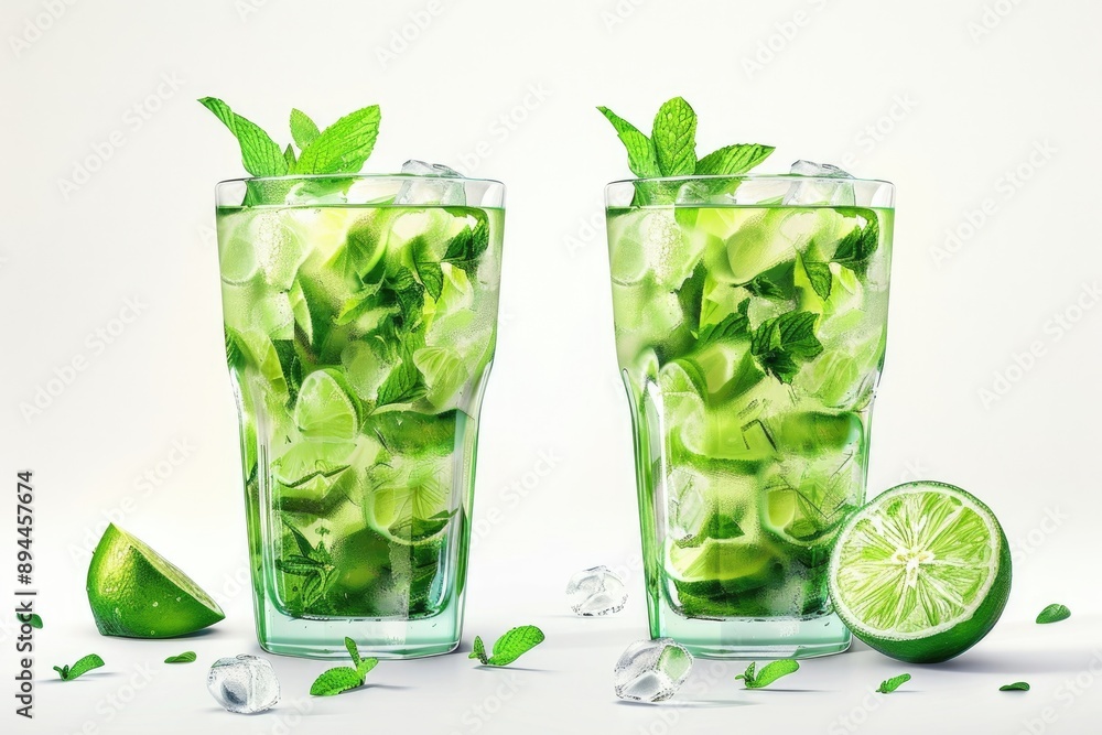Glass Of Cold mojito Drink collection with ice isolated on white background mojito mojito Glass Of Cold mojito Drink collection with ice isolated on white background mojito mojito