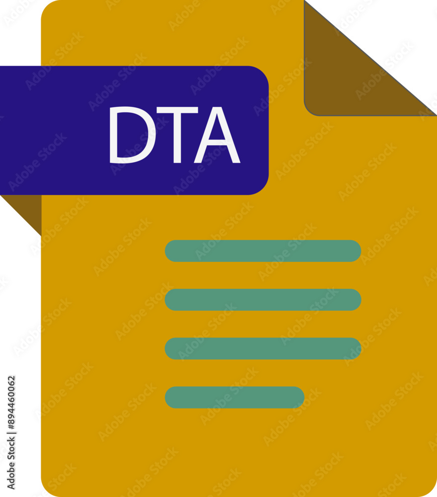 DTA File icon with folded style document DTA File icon with folded style document