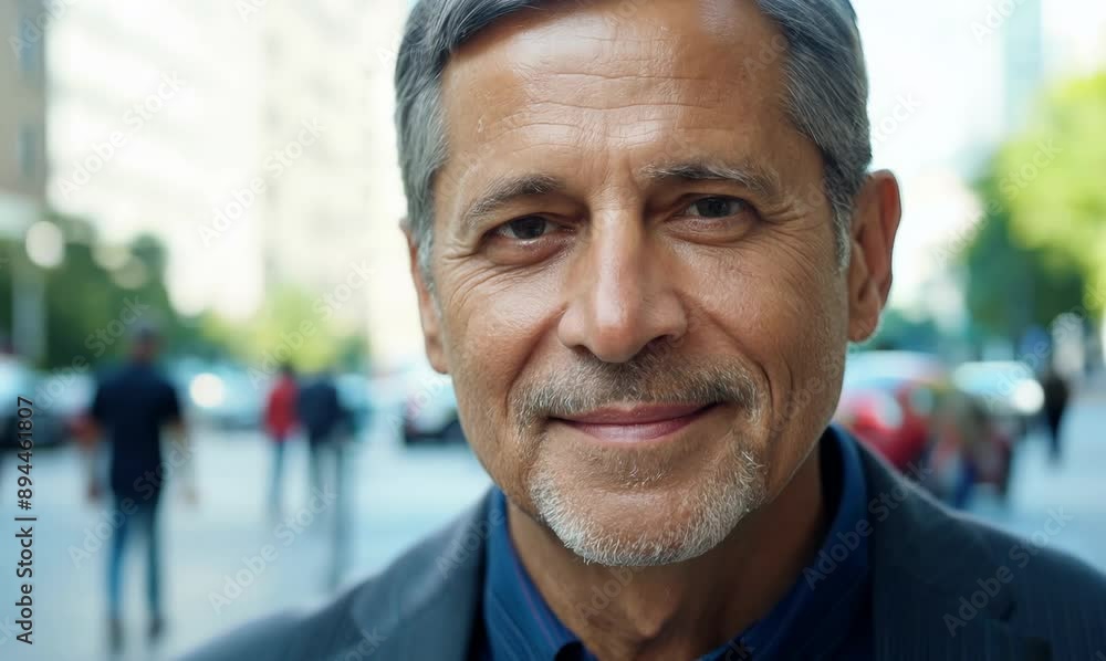 Portrait of a smiling senior man in the city, shallow depth of field Portrait of a smiling senior man in the city, shallow depth of field