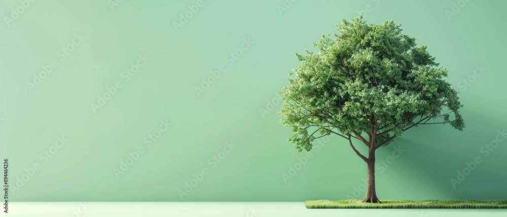 A Tree against Green Background with Copy Space A Tree against Green Background with Copy Space
