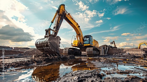 Pouring Oil into Excavator