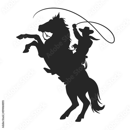Cowboy with Lasso Silhouette Vector