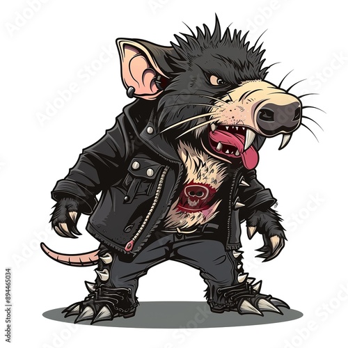 Tasmanian Devil Punk animal fashion cartoon isolated whitebackground photo