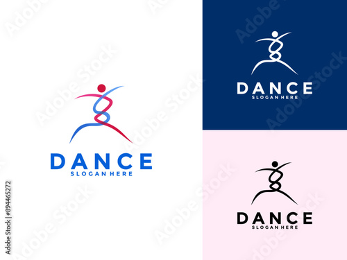 Abstract people dance logo vector, Colorful People Dancing logo template