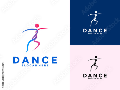 Abstract people dance logo vector, Colorful People Dancing logo template