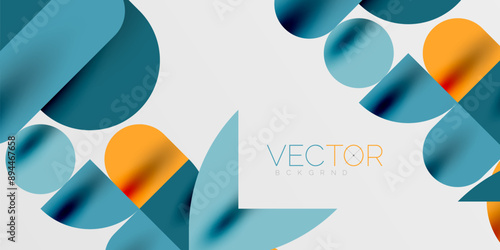 Circles, semi circles, squares and round shapes mosaic techno art. Vector Illustration For Wallpaper, Banner, Background, Card, Book Illustration, landing page
