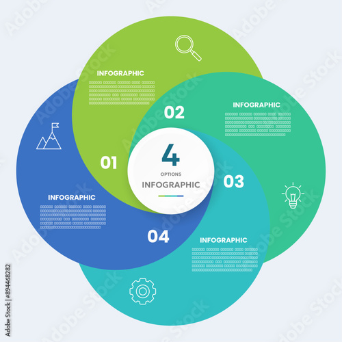 Circle chart infographic template with 4 options for presentations