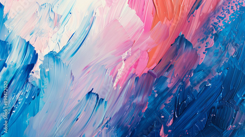 Abstract art background featuring hand-drawn gouache painting. Showcases vibrant color textures and fluid strokes, creating a dynamic and expressive visual experience.