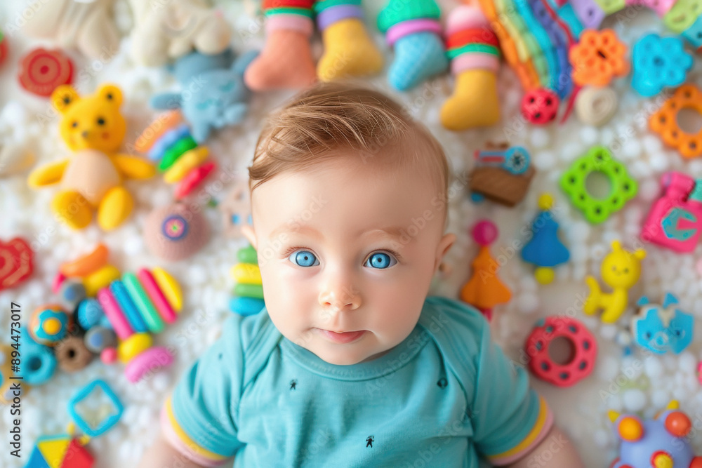 cute baby laying surrounded by toys cute baby laying surrounded by toys