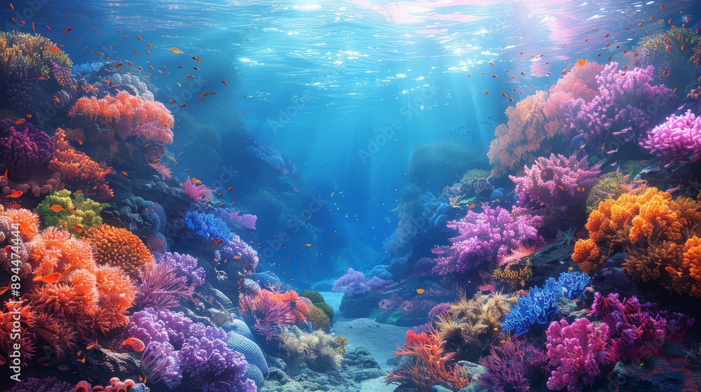 Colourful soft corals and marine Colourful soft corals and marine