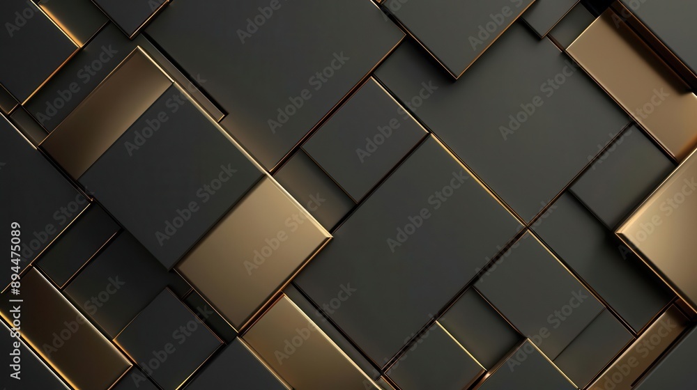 Obraz premium Intersecting 3D planes with metallic texture, abstract background, sleek and elegant