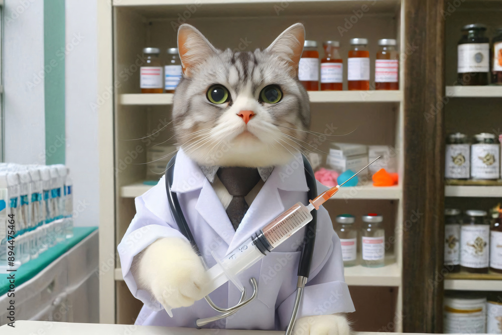 cat doctor syringe injection veterinary clinic medication medicine health healthcare