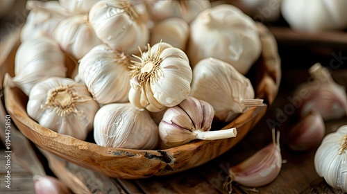 High-quality close-up view of garlic, emphasizing its freshness and natural characteristics